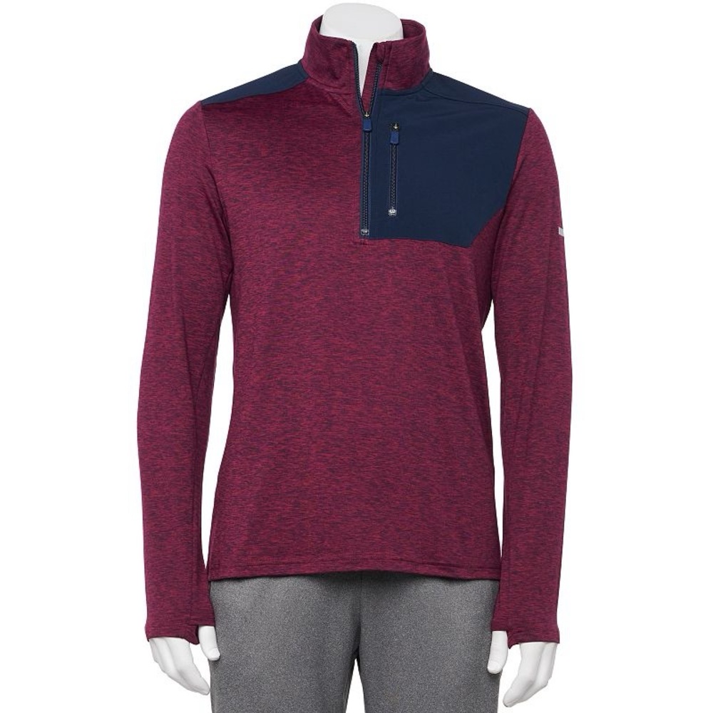 Men's Tek Gear Half Zip Pullover Long‎ Sleeve Activewear Shirt Medium Running